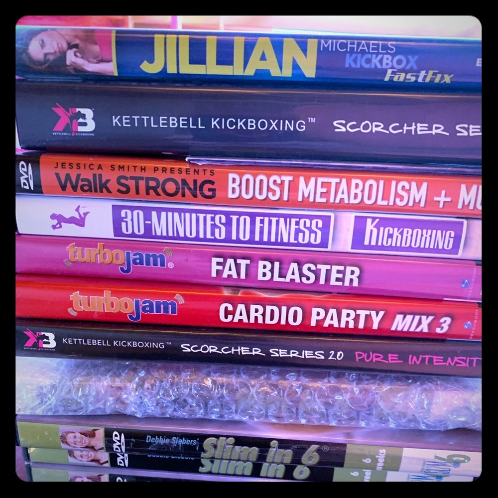 Workout at home New/used DVD’s plus free samples
